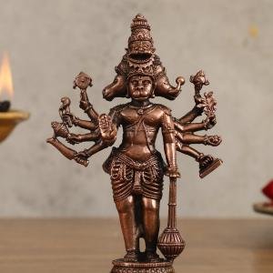 Pure Copper Standing Panchmukhi Hanuman Ji Idol 4.5" | Divine Representation | 249g Spiritual Space Enhancer | 3" Width, 2" Depth | Sacred Presence